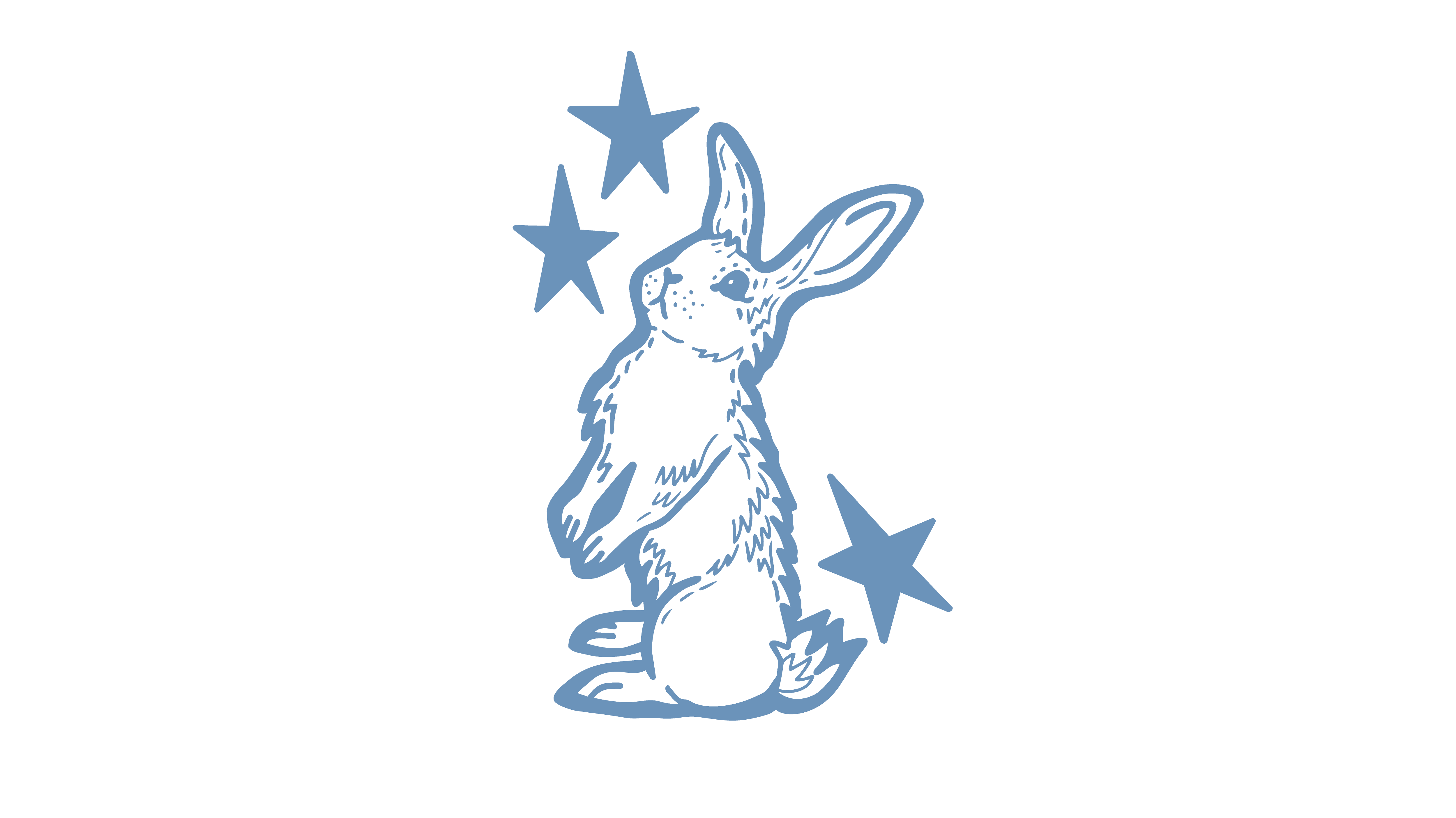Coelho Wonderful em azul sobre fundo claro